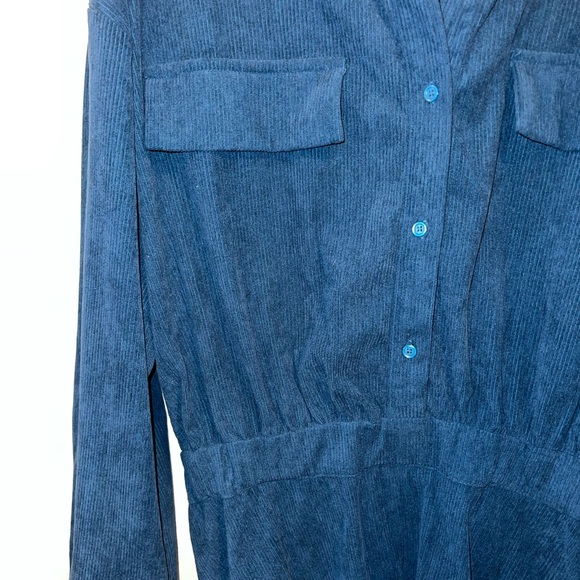 Cider Corduroy Button Up Long Sleeve Mini Dress - Picture 6 of 7